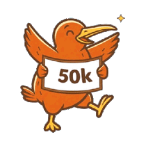 Kiwi bird holding a 50k sign – 50,000+ Kiwi Code players